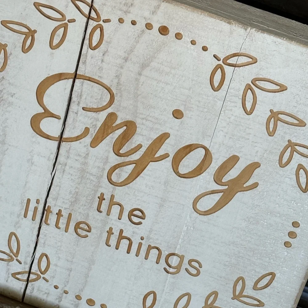Vintage Pier 1 Enjoy The Little Things Wall Decor Sign 14x14”